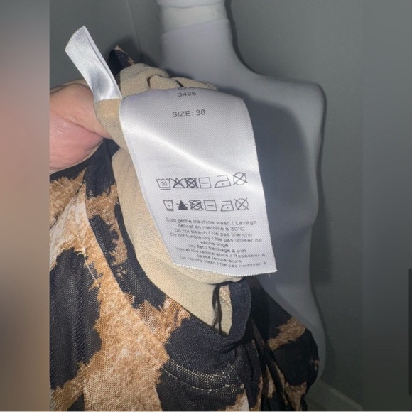 Ganni Ruched Leopard Print Stretch Mesh in Brown/Black/Medium - Picture 8 of 10